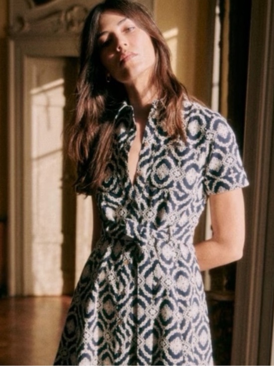 Sezane Dresses & Skirts - Sezane Adele Dress Marine Ecru Embroidered Shirt Dress 8 NWT